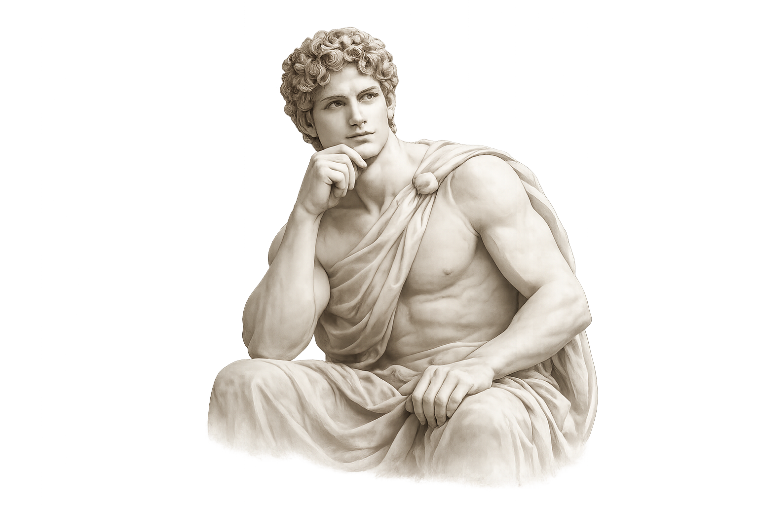 Marble statue of a thinker