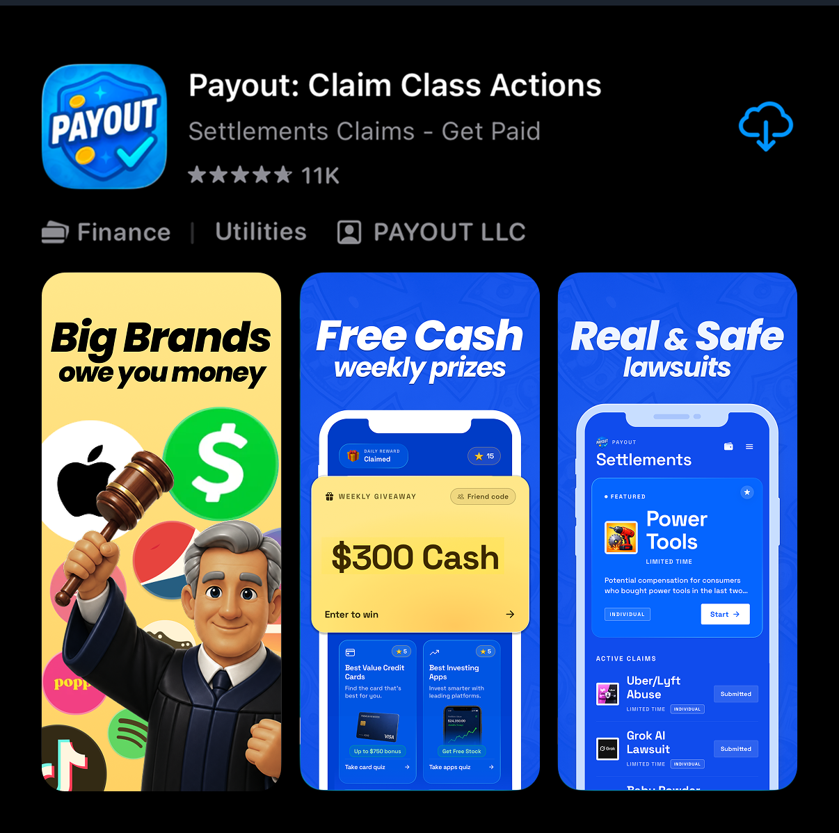 Payout App Store listing, Big Brands owe you money